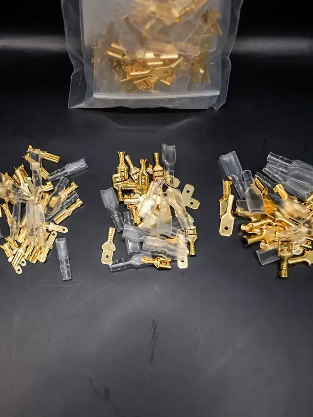 Клеммы для проводов обжимные (соединители) 100 предметов, 3 вида "лопатки"