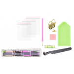 Алмазная мозаика со стилусом, лотком, желеобразным клеем, крепежом и пинцетом, 12 рисунков ассорти, размер 50*65 см