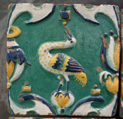 Набор фарфоровой посуды с берестой из 4х изделий (кружка большая, кружка малая, ваза, блюдо). Коллекция  Изразец Коломенское. Птицы. Бревно (Log).