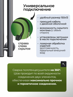 Marco 3-150 серый графит - вертикальный электрический полотенцесушитель Терум ®