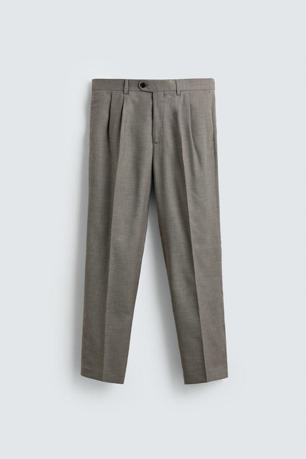 ZARA БРЮКИ КОСТЮМНЫЕ В КЛЕТКУ СО СКЛАДКАМИ, БЕЖЕВЫЙ