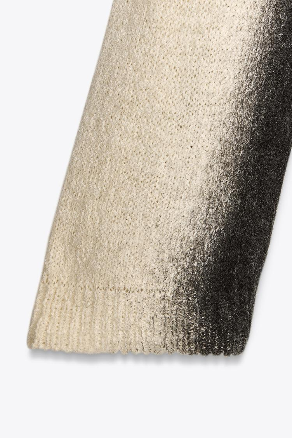 ZARA СВИТЕР ИЗ СМЕСОВОГО ТРИКОТАЖА С ПРИНТОМ, БЕЛЫЙ/ЧЕРНЫЙ