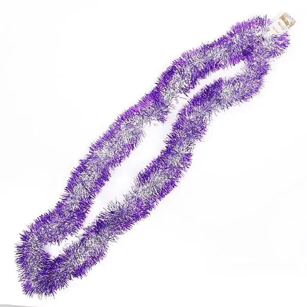 Мишура 2м 9см «Серебряный блеск» фиолетовый