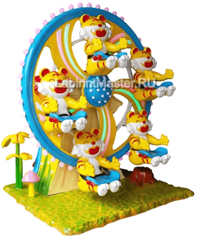 Карусель 5 мест с подъёмом «Веселые тигрята», 3,6×2,8×2,7 м
