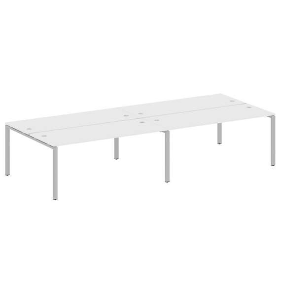 Metal System Рабочая станция на 4 места на П-образном м/к БП.СМ-4.5 Белый/Металл Серый 3600*1475*750