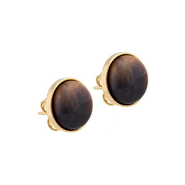 Серьги пусеты Possebon Pearl Tiger Eye A1992.15 BR/G