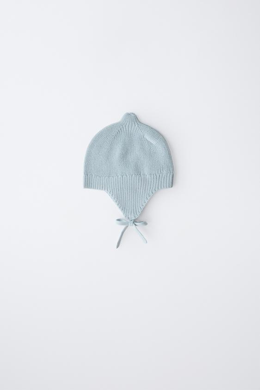 ZARA ТРИКОТАЖНЫЙ ЧЕПЧИК С ЖЕМЧУЖНЫМ УЗОРОМ, НЕБЕСНО-ГОЛУБОЙ