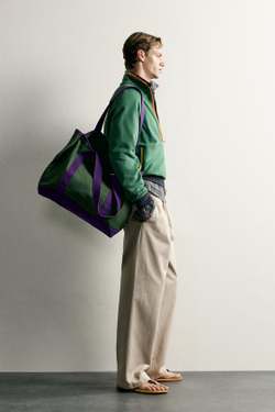 ZARA ТОЛСТОВКА С ВОРОТНИКОМ И МОЛНИЕЙ В СТИЛЕ COLOR BLOCK, ЗЕЛЕНЫЙ