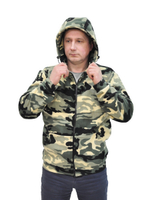 Куртка мужская толстовка военная с карманами прямого кроя