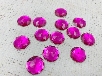 Стразы пришивные акрил, d 1,6 см, фуксия