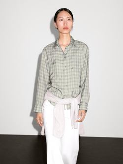 Massimo Dutti Рубашка свободного кроя в клетку из 100% купро, серый