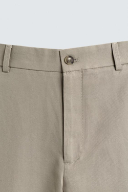 ZARA БРЮКИ RELAXED FIT ИЗ ХЛОПКА И ЛЬНА, СЕРО-КОРИЧНЕВЫЙ