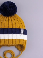 Шапка для мальчика вязаная демисезонная с завязками
