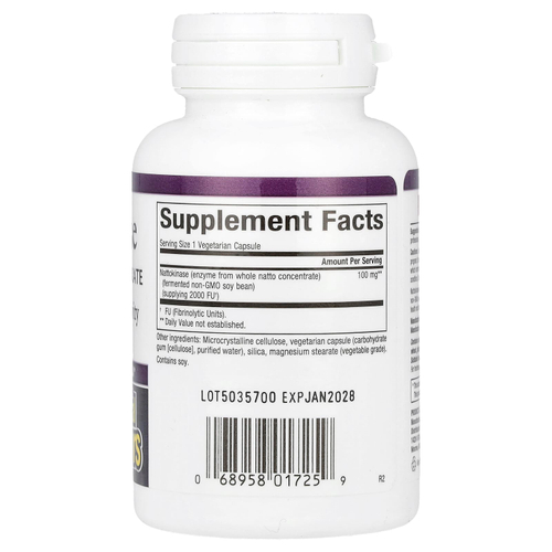 Natural Factors, наттокиназа, 100 мг, 60 вегетарианских капсул