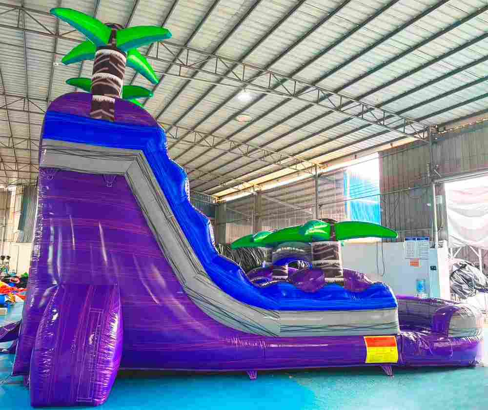 Надувная горка с бассейном «Фиолетовый бриз» 8х4х5м
