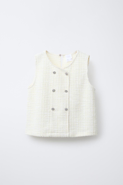 ZARA ФУТБОЛКА С КРУГЛЫМ ВЫРЕЗОМ, ЭКРЮ