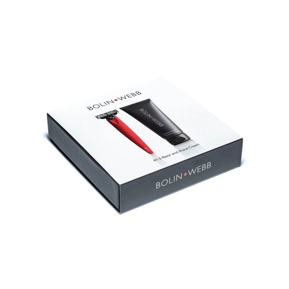 Подарочный набор Bolin Webb R1, бритва R1-S красная, крем для бритья Bolin Webb (BW GIFTBOX CREAM R1 RED)