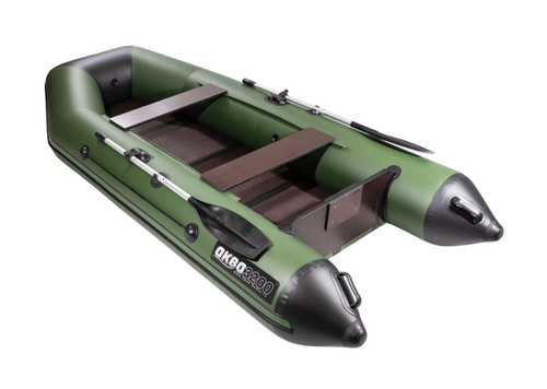 Аква-3200 СКК зеленый-черный, слань-книжка киль (лодка ПВХ под мотор)