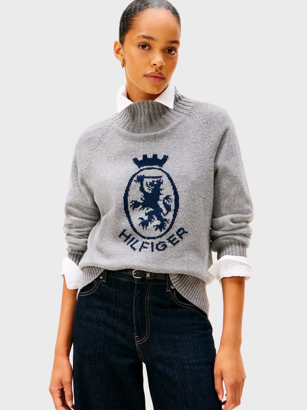Свитер Tommy Hilfiger Intarsia Crest Logo Wool- Blend Mid Grey Heather