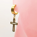 Клипса (1шт) "Крест золотистый" для имитации пирсинга уха.