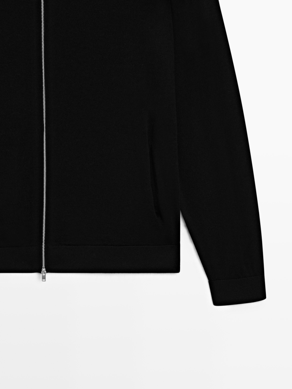 Massimo Dutti Вязаный кардиган из мериносовой шерсти на молнии, черный