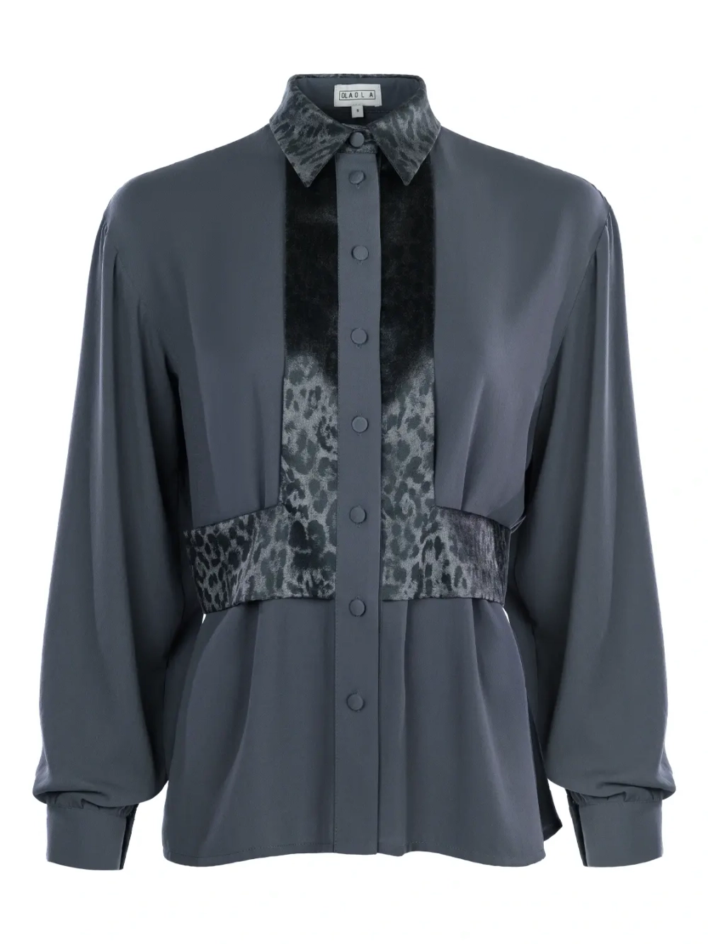Блуза темно-серая с леопардовой отделкой Ola Ola OLA OLA