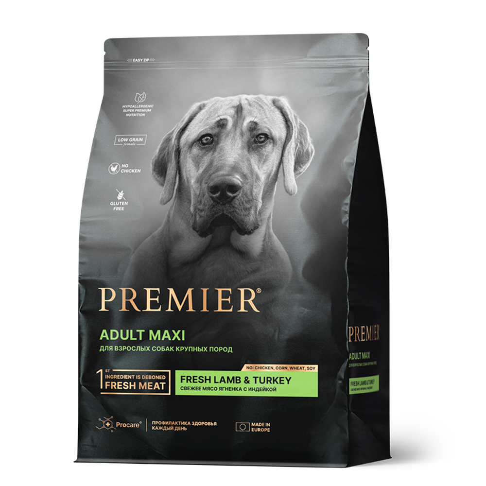Корм Premier Dog Lamb&Turkey ADULT Maxi свежий ягненок и индейка для кр. собак 3 кг (Премьер)
