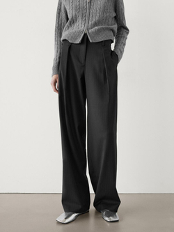 Massimo Dutti Брюки прямого кроя в тонкую полоску, темно-синий