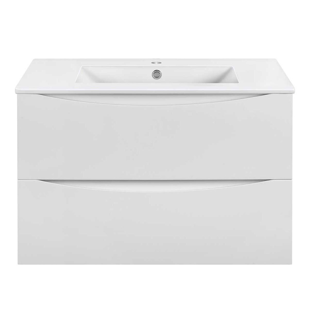 База под керамическую раковину Mia Slim 800 подвесная, 2 выкатных ящика soft close, G.White