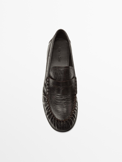 Massimo Dutti Лоферы из тисненой кожи, коричневый