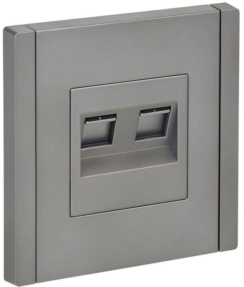 Розетка компьютерная 2-м RJ45 кат.6 FORTE&amp;PIANO FP534 сталь IEK FP-K20-2-K46