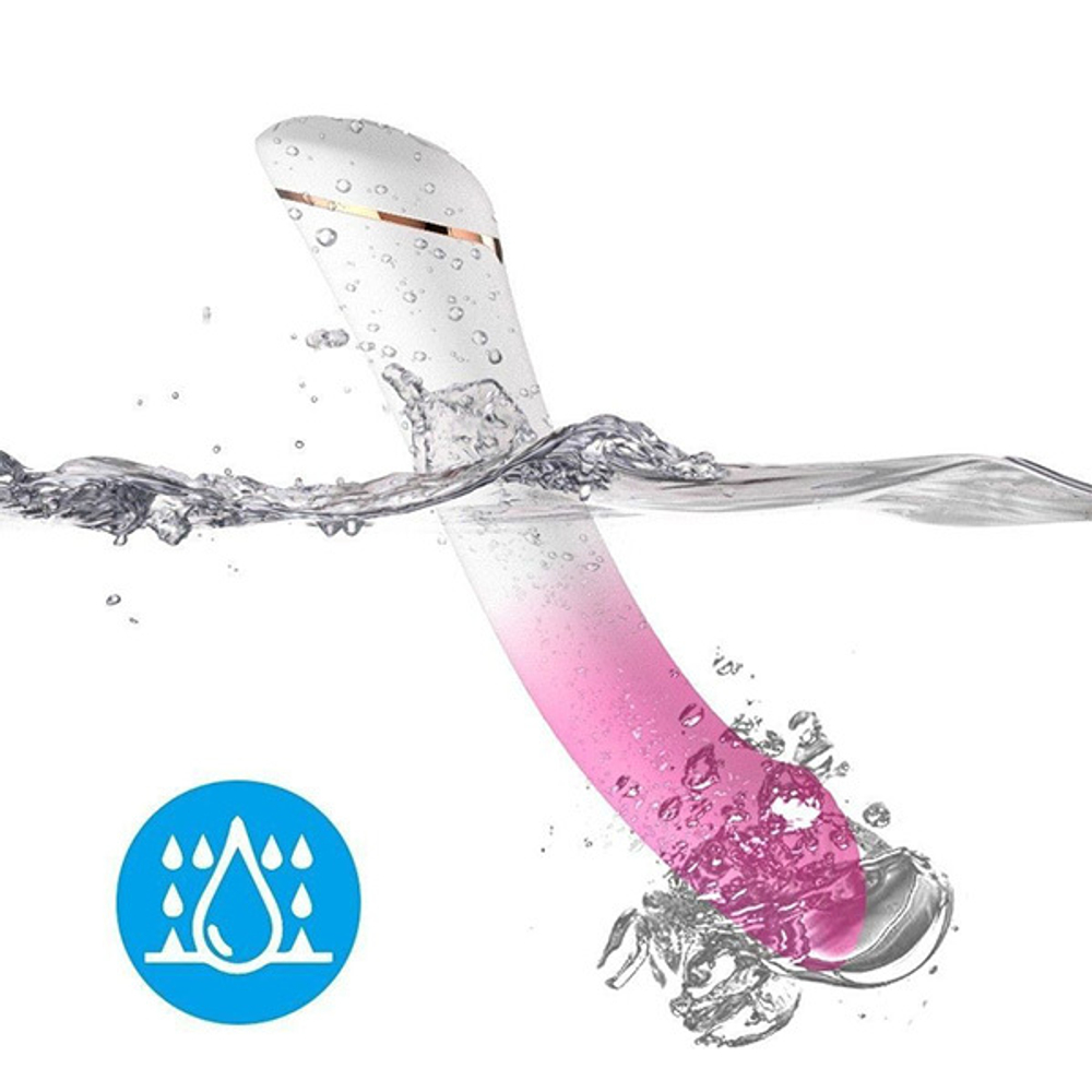 Бело-розовый изогнутый силиконовый вибромассажер 18,7см Silicone Toys USK-V26