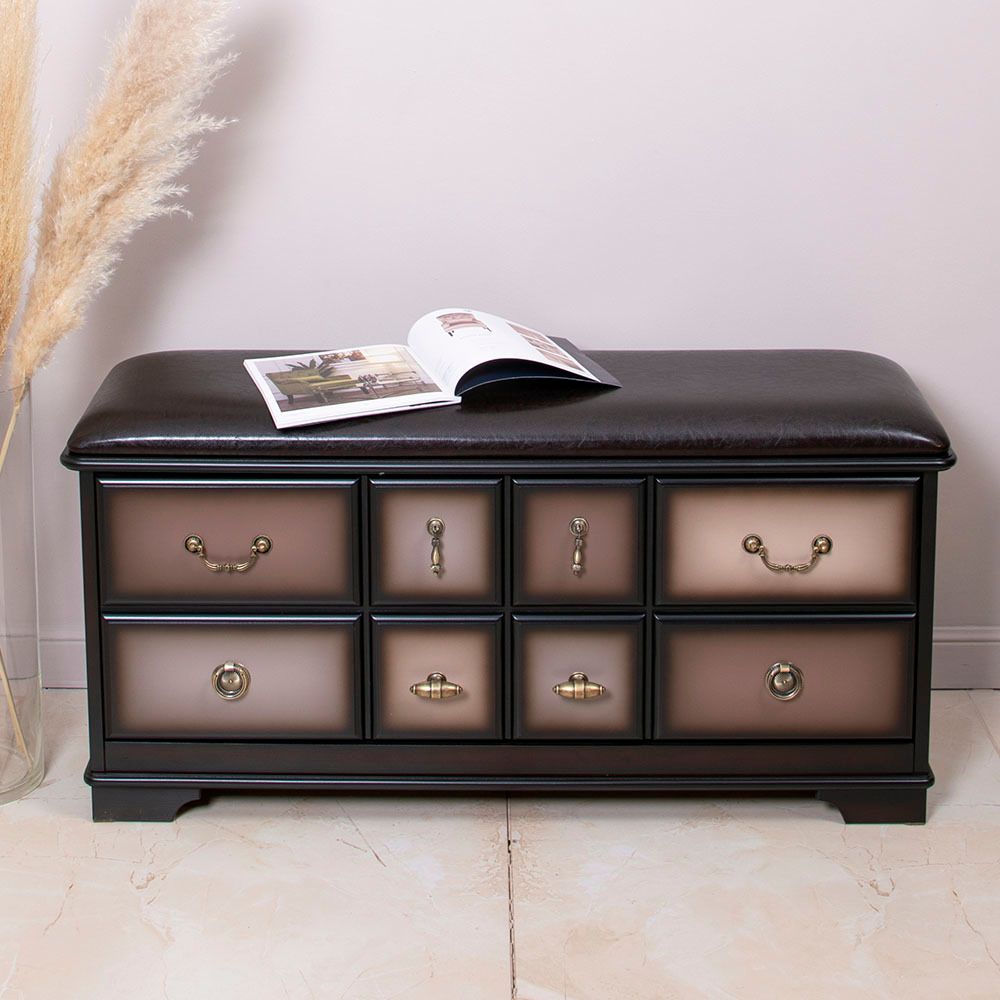 Банкетка Пандора 4 с обувницей Орех Оберджин Шоколад