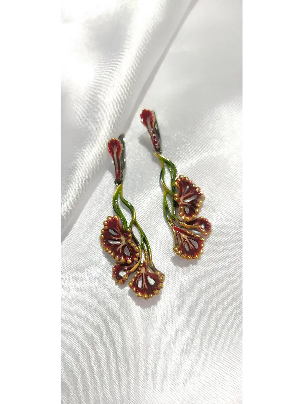 Ювелирные серьги серебро 925 эмаль