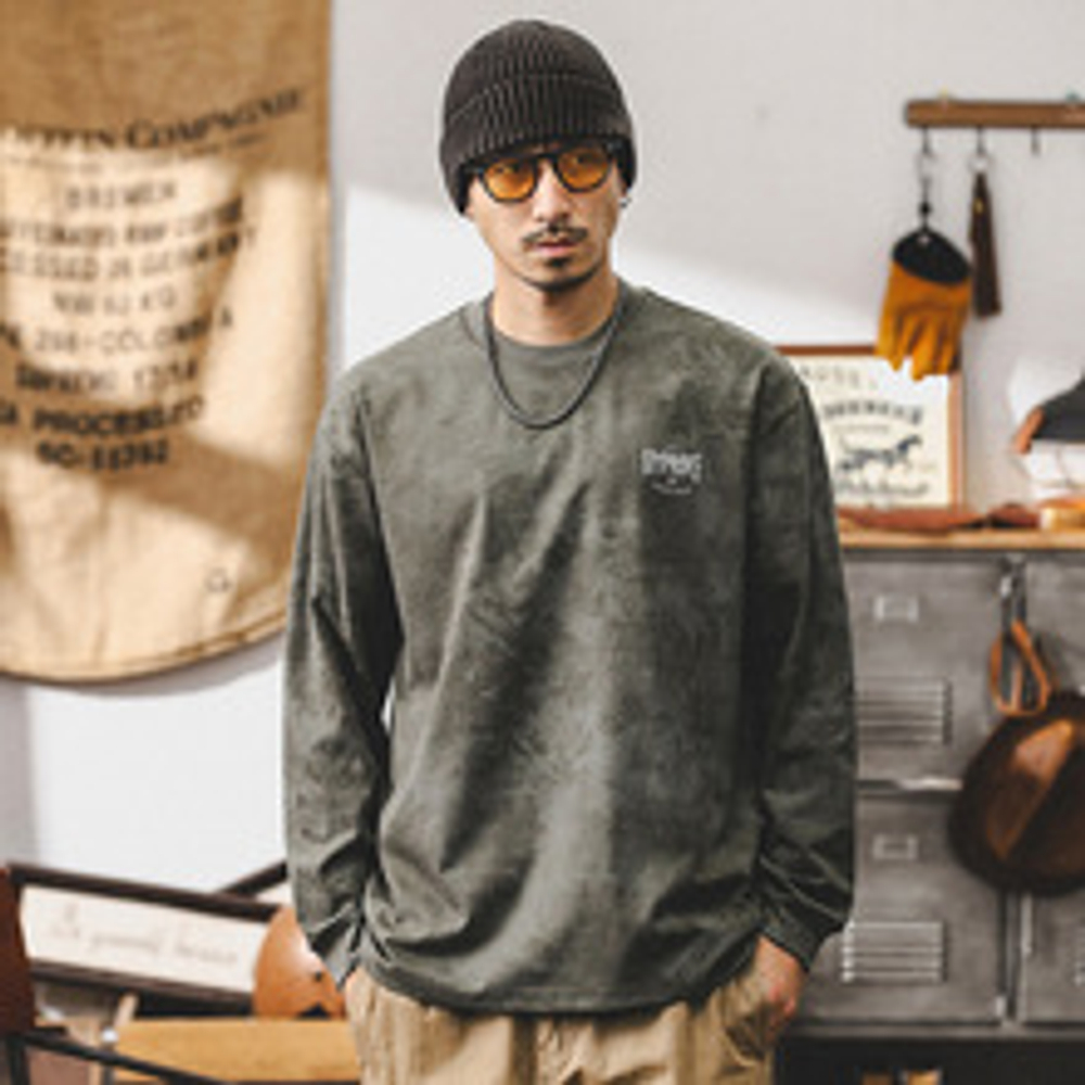 Футболка американского стиля с удлинёнными рукавами, выполнена в технике "варёного" окраса с принтом «IMPROVE»