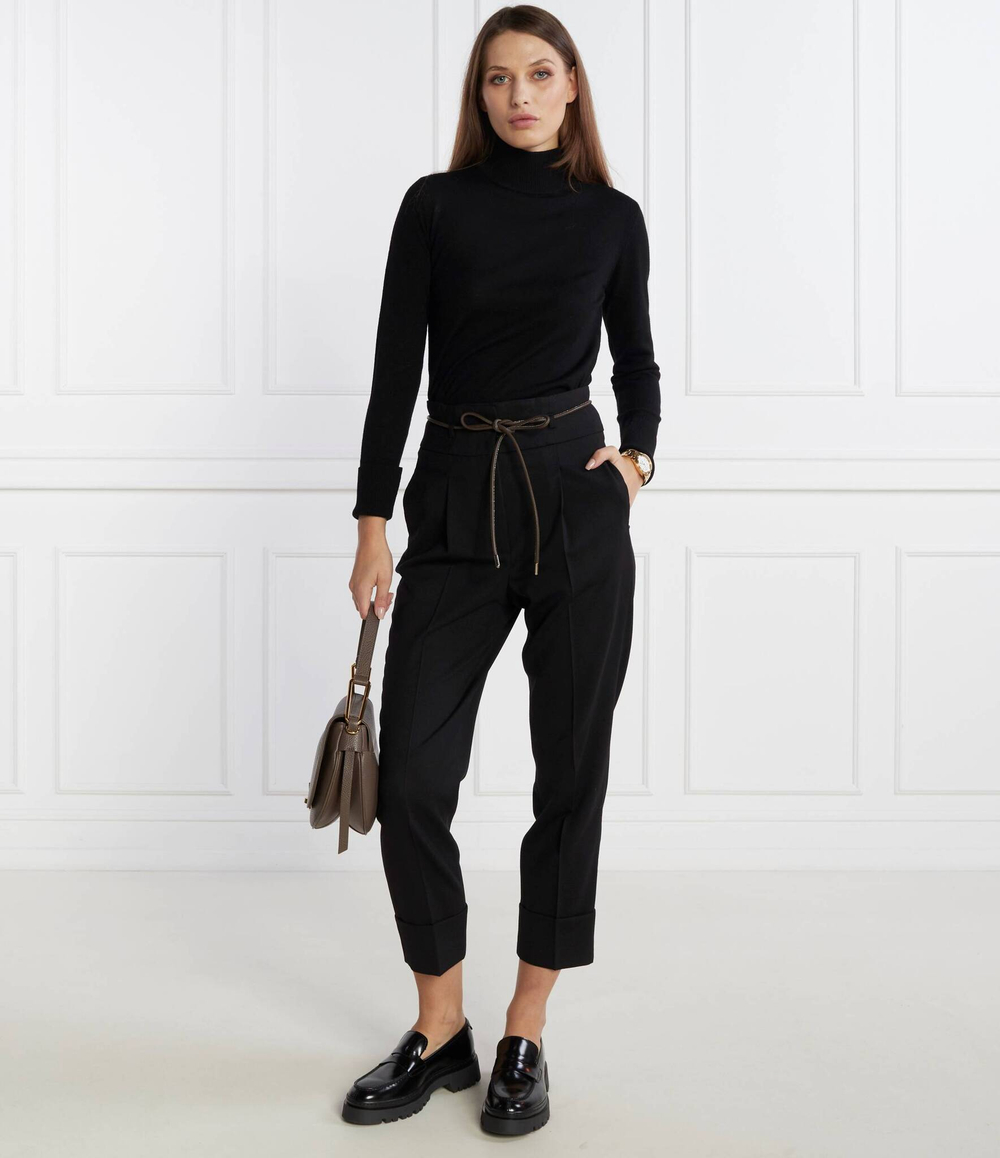 Хлопковые брюки с ремешком Peserico - черный(P04666A 02660)