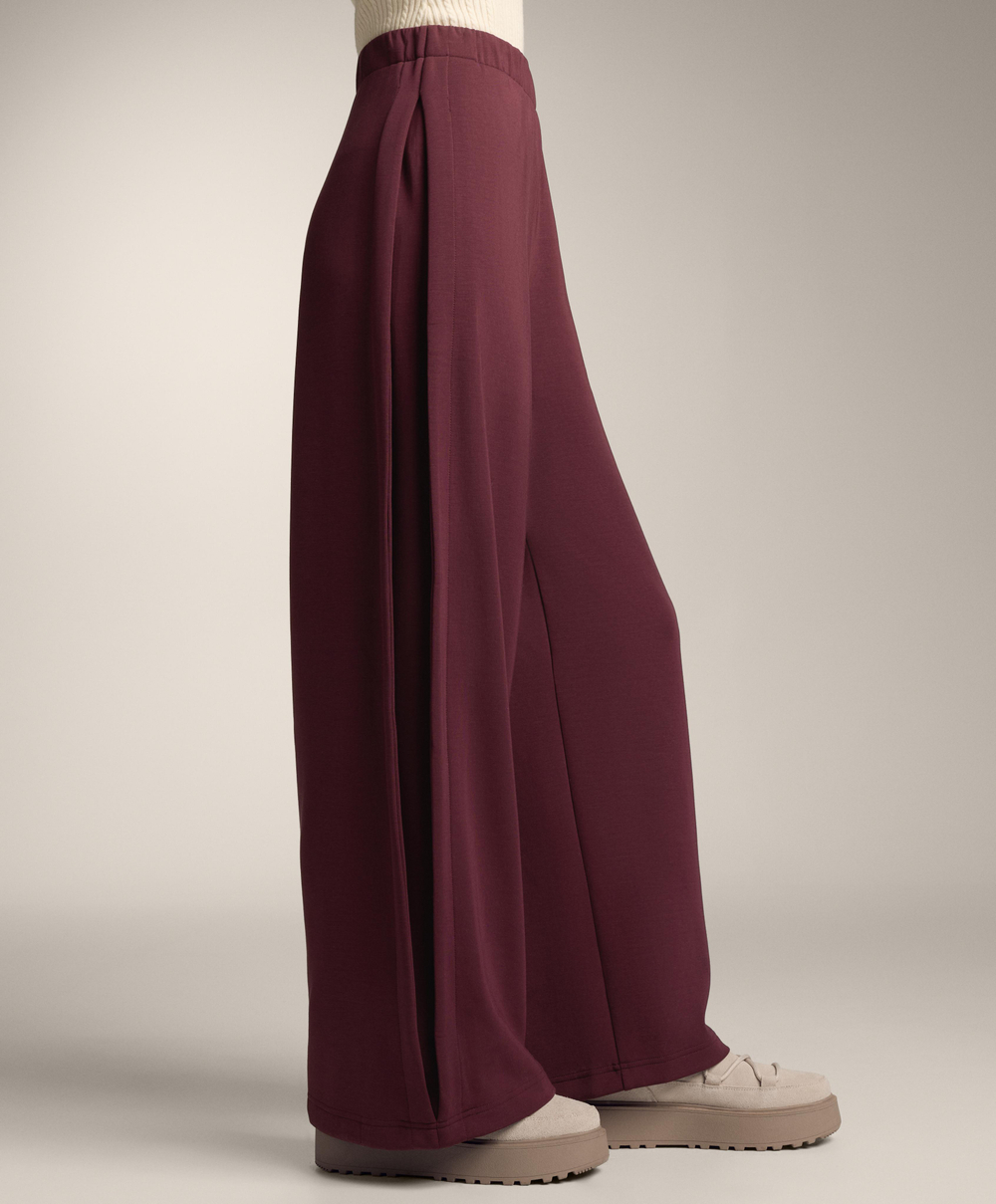 OYSHO Брюки-кокон с боковой складкой и начесом из модала, бордовый