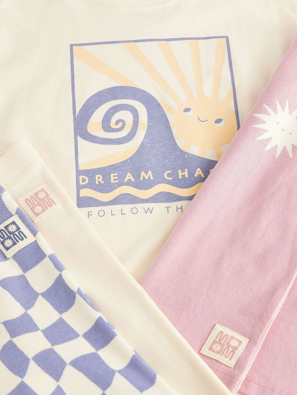 Футболка и легинсы-клеш в комплекте для девочки Next E65-388, 2 шт., Молочный, Розовый