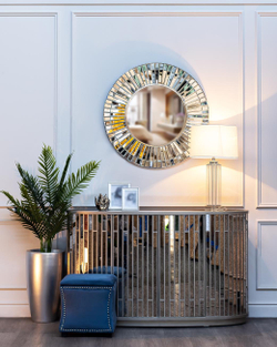 Зеркало декоративное настенное круглое 91см Garda Decor в зеркальной раме