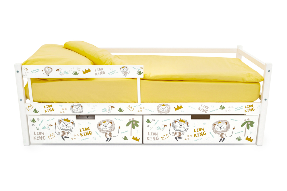 Детская кровать тахта Бельмарко Svogen белый львята