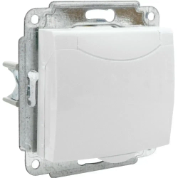 Розетка встраиваемая одинарная с заземления с крышкой IP 44 Jilion белый