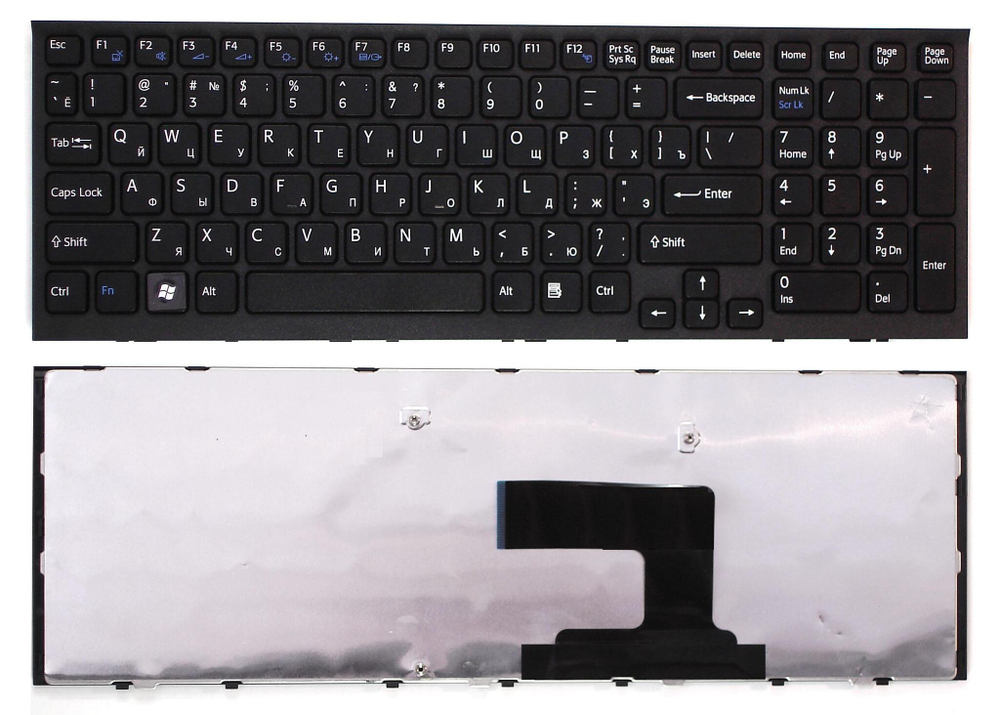 Клавиатура для ноутбука Sony Vaio VPCEL VPC-EL черная с черной рамкой