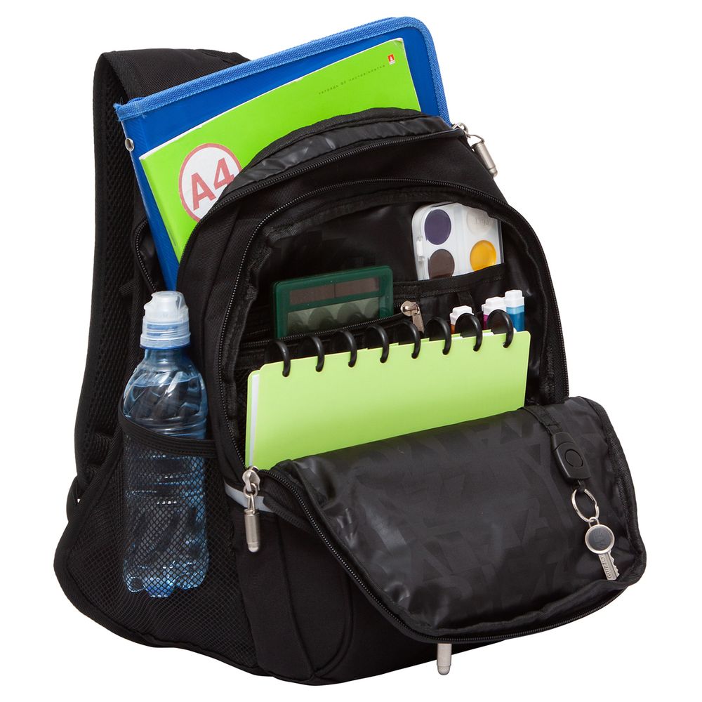 Рюкзак Grizzly, 26*39*20см, 2 отделения, 4 кармана, анатомическая спинка, черный-хаки