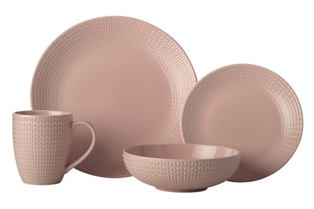 Набор фарфоровой столовой посуды на 4 персоны CD497-IK0121, 16 предметов, розовый