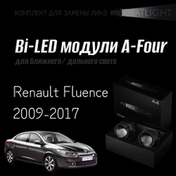 Bi led линзы 3.0 для фар на Renault Fluence 2009-2017, би лед линзы Statlight A-Four, комплект 2 шт