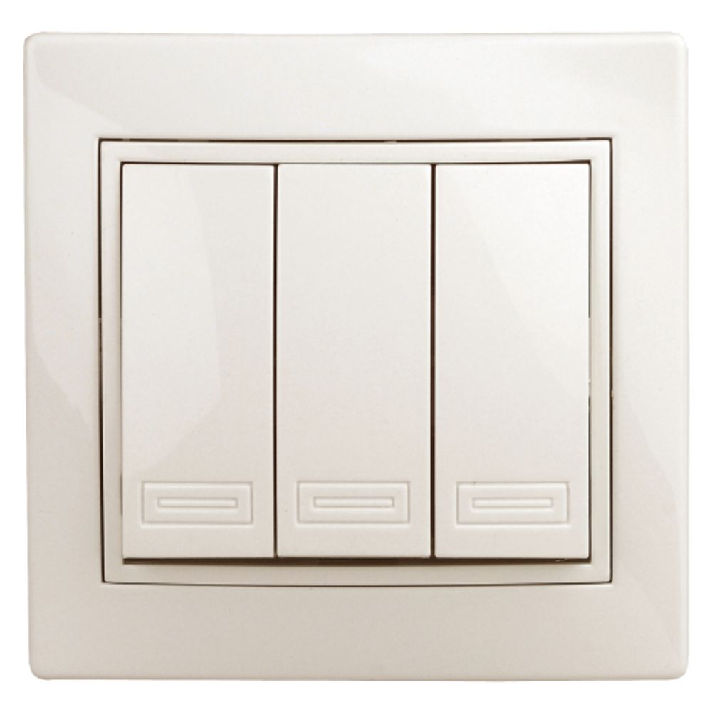1-106-02 Intro Выключатель тройной, 10А-250В, IP20, СУ, Plano, сл.кость | Intro Plano