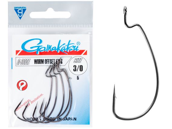 Крючки офсетные Gamakatsu WORM OFFSET EWG HOOKS BLACK разм. 3/0 5шт.