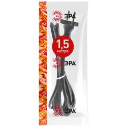 Шнур сетевой с вилкой ЭРА UX-2x0,75-1,5m-B 1,5м ПВС 2x0,75мм2 черный