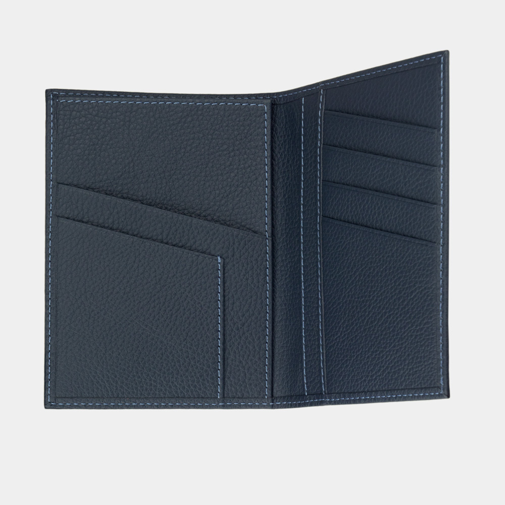 Обложка на паспорт и для автодокументов кожаный Paris Easy цвета синий