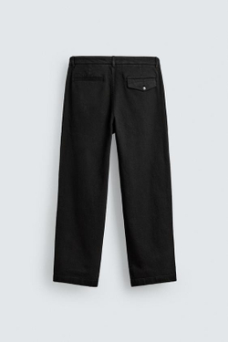 ZARA БРЮКИ RELAXED FIT СО СКЛАДКАМИ, ЧЕРНЫЙ